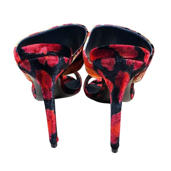 Versace Womens Baroque Velvet Sandals Size 40 Red & Gold Stiletto NIB - Picture 7 of 12